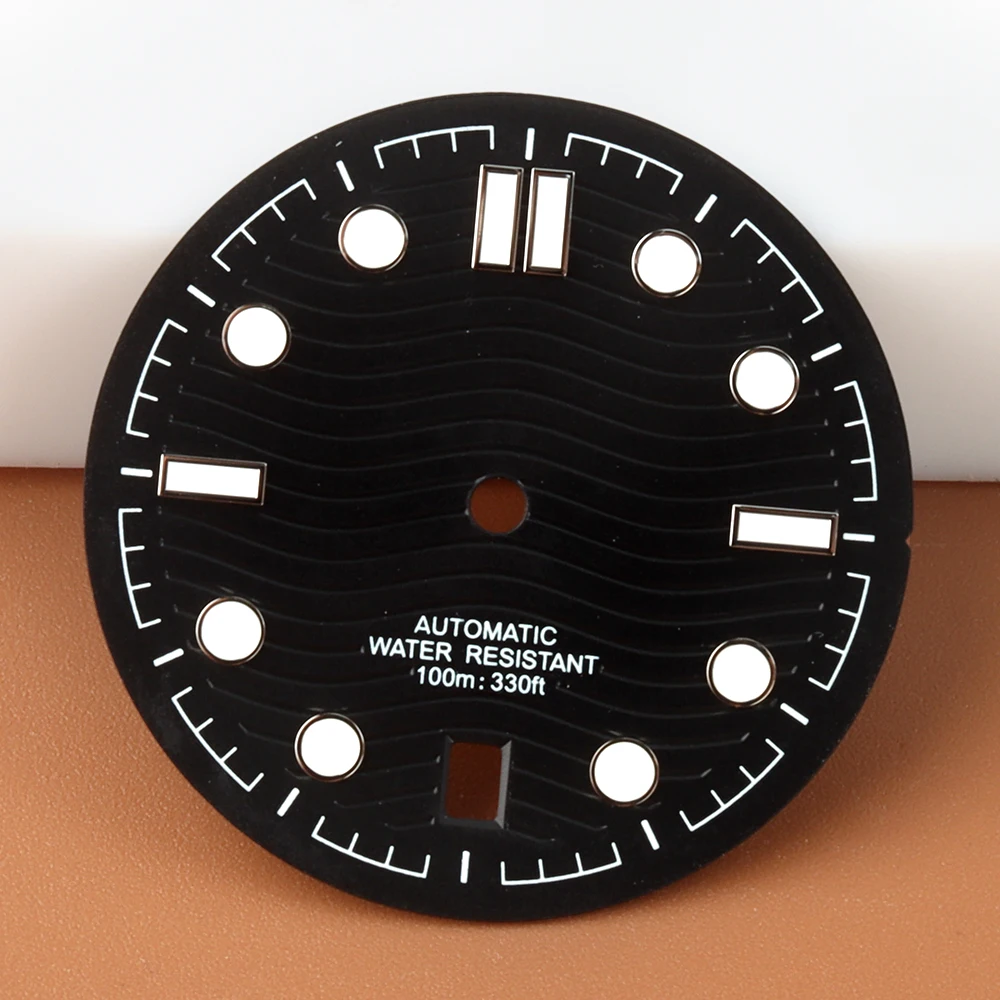 31.7mm NH35 Dial For Seamaster 300 NH35 NH36 Automatic Movement 6'Clock Green Luminous Watch Face Accessories Replacement Part