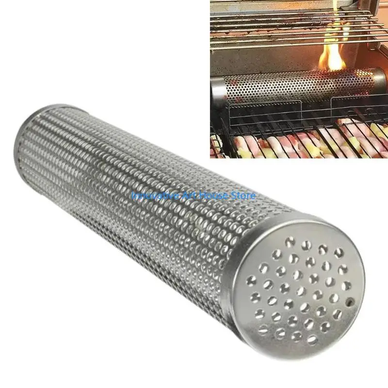E1PC Smoker Smoke Tube Box for Pellets Grill 304 Stainless Steel BBQ Cold Smoker Generator Tube Billowing Hot or Cold Smoking