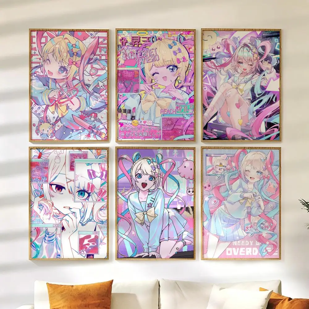 N-Needy Girl Overload Poster Wall Stickers HD Painting Self Adhesive Art Decals for Bedroom Living Room Home Decor