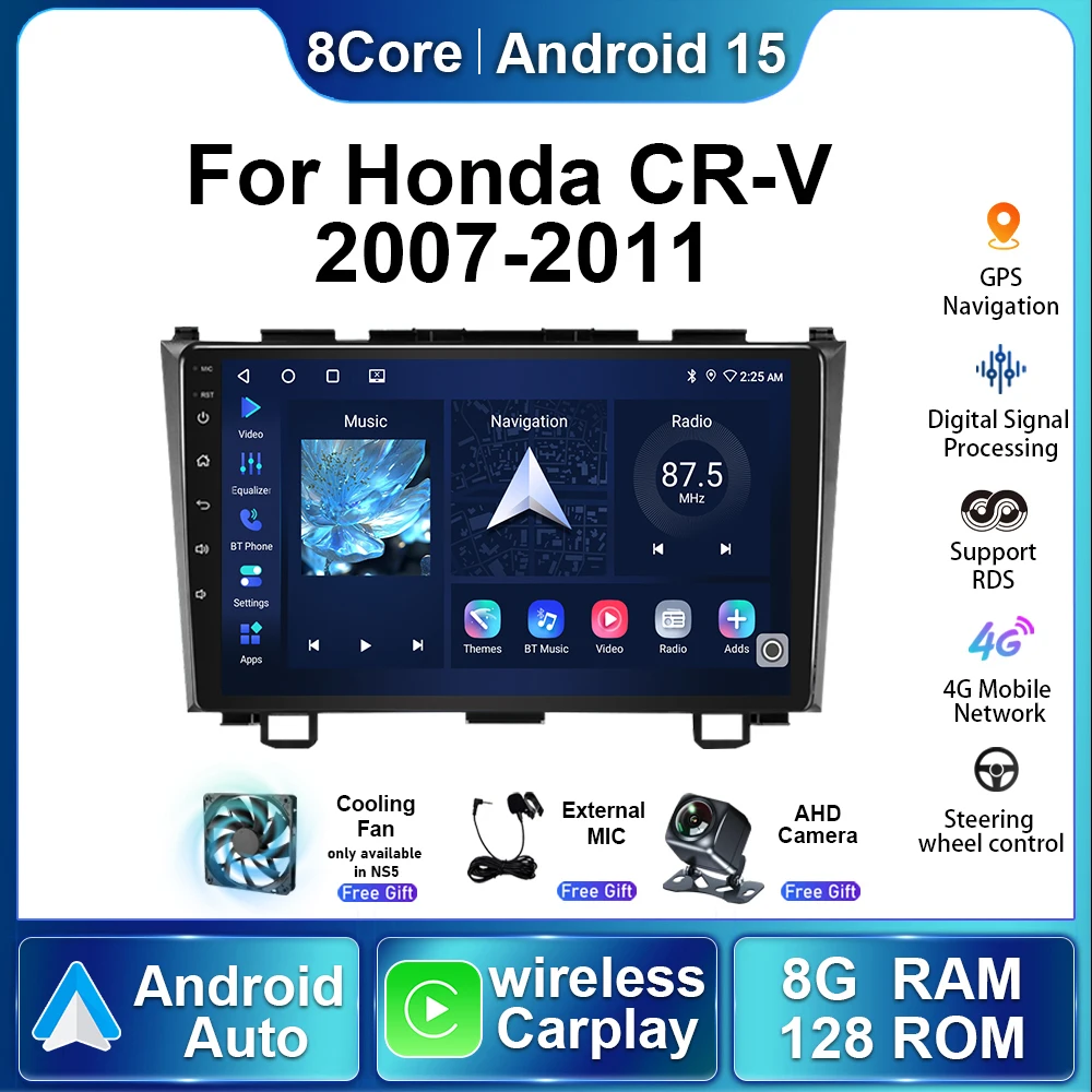 

Для Honda CR-V CRV CR V 2007 2008 2009-2011 Автомобильный радиоприемник Android 15 Мультимедийный плеер DSP Стерео Carplay Навигация GPS Головное устройство