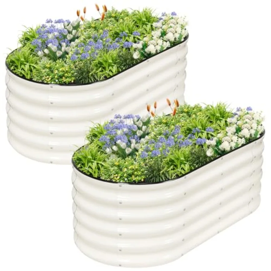 

Galvanized Raised Garden Bed Outdoor- 2 Pcs Raised Beds for Gardening Metal Planter Box, Steel Raised Garden Bed Kit with Glove