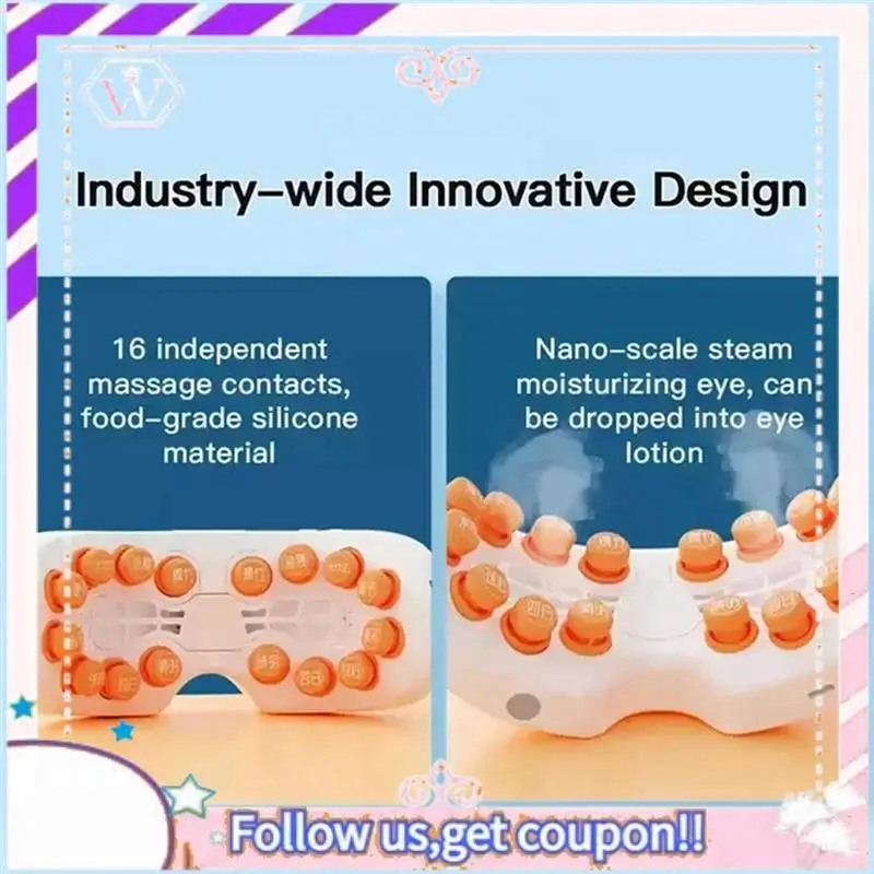 【أداة يدوية】مدلك عيون نانو ستيم للعناية بالعين مع موسيقى بلوتوث لتخفيف التعب وتقليل الهالات السوداء تحت E