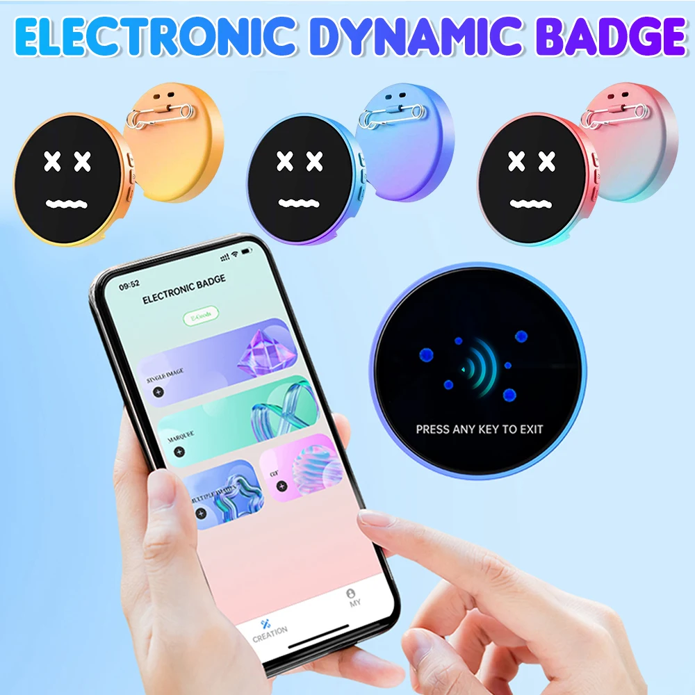 

High-end Anime E-Badge Display Touch Screen LED Smart Bluetooth Audible Video Playback Dynamic Gift for Otaku Fans Friends