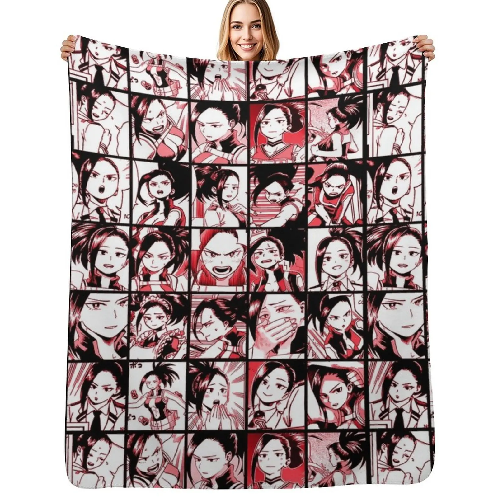 Yoyorozu Momo Collage Throw Blanket Color Fast Cozy Throw Blanket