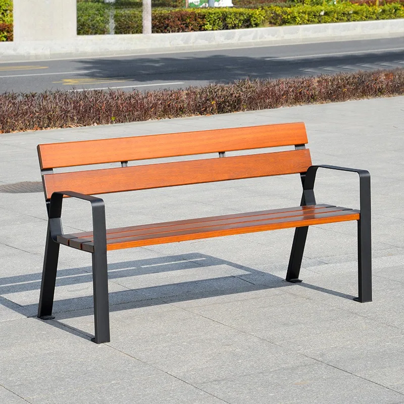 Outdoor bench, stainless steel back seat