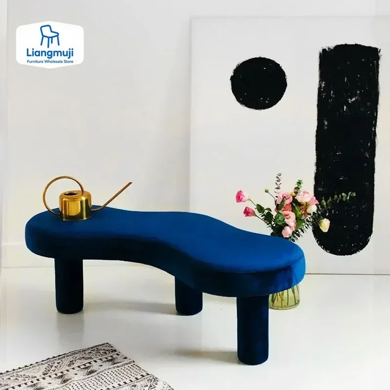 

Nordic Modern Simple Triangular Foot Creative Sofa Stool Fabric Clothing Store Entrance Bench Low Stool Sofa Shoe Changing Stool