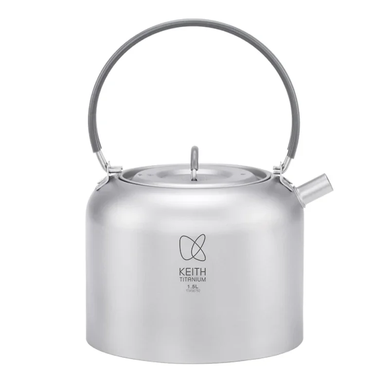 KEITH 1.5L Pure Titanium Kettle Ultralight Foldable Handle Tea Pot Outdoor Camping Water Pot for Hiking Picnic Home Use Ti3907