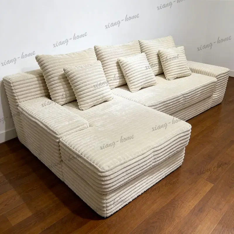 LSModern Luxury Compressed Couch Corduroy Living Room Sofas And Seating Roll Bag Sponge Fabric Lazy Boneless Sofa Couchs Furnitu