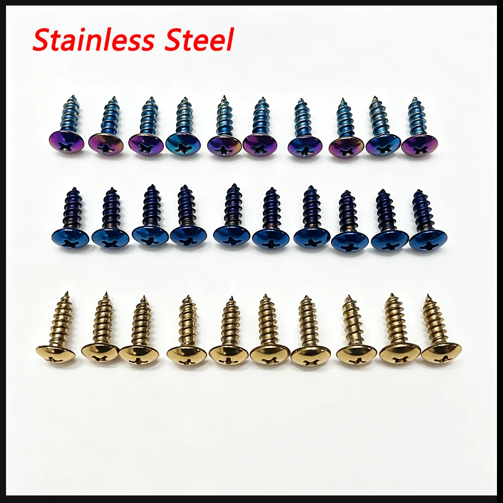 10/20PCS Phillips Round Head Self-tapping Screws 201 Steel M4x16 M5x16mm Wood Sheet Metal Screw