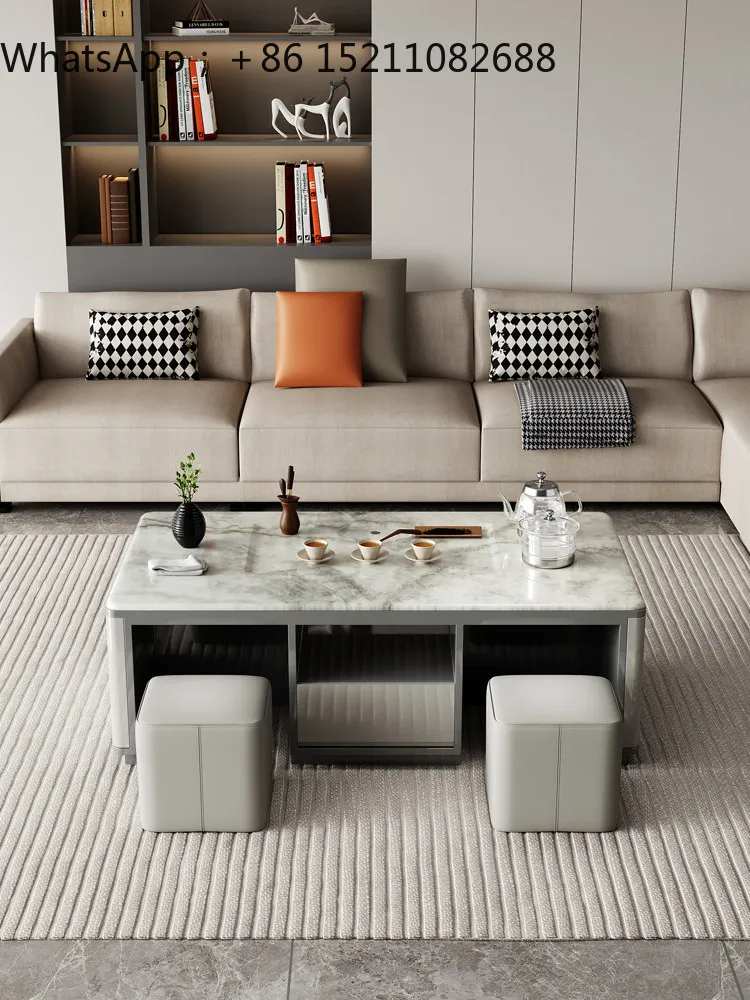 LLY marble kung fu coffee table table tea integrated living room home minimalist small apartment TV cabinet combination