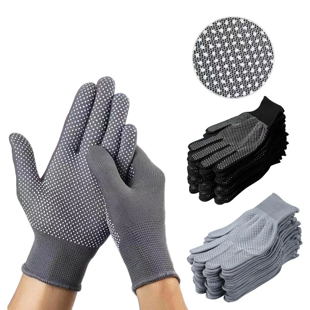 Upgrade 10Pairs Nylon Work Gloves with Anti-slip Dot Coating Thin Touchscreen Lightweight Durable Gloves for Cycling Fishing Cam