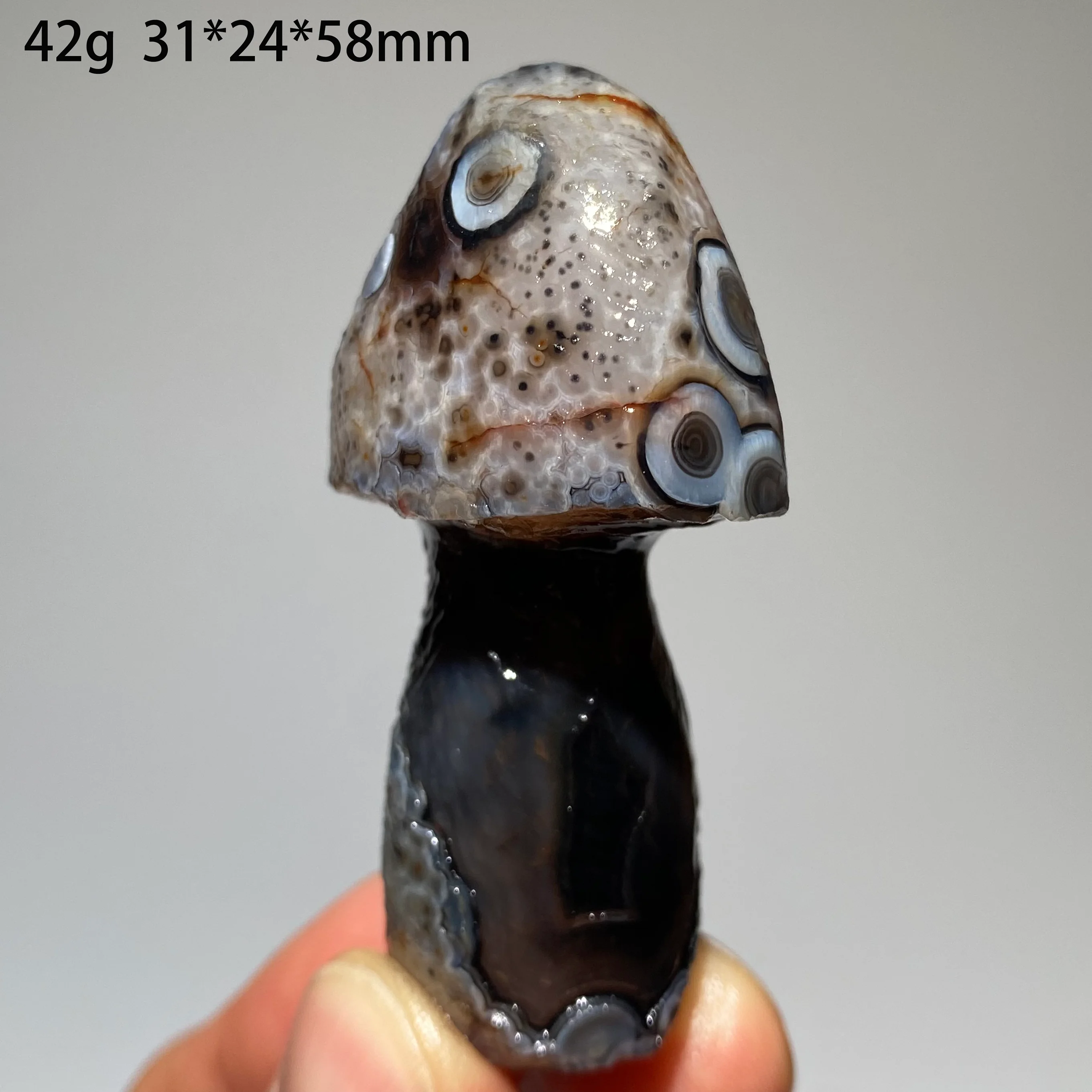 Natural Dark Gobi Agate Mushroom Column Raw Stone Crystal for Energy Healing Meditation Home