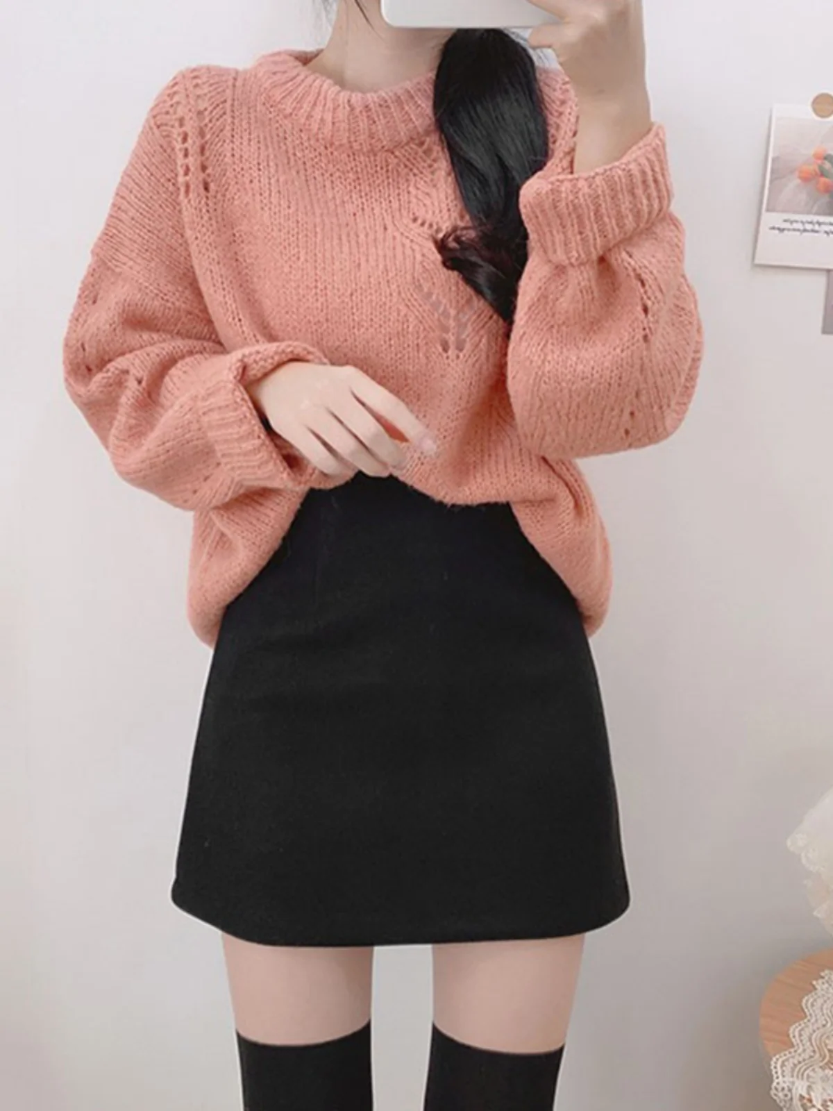 Weißer A-Linien-Rock mit hoher Taille, Damen-Wollrock, schlankmachender Stil für Herbst und Winter, Röcke, faionable Trend