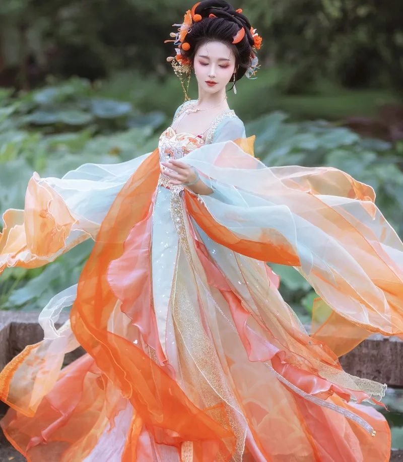 Traditional Chinese Hanfu Clothing Ancient Tang Suit Hanfu Dress Female Tang Dynasty Princess Halloween Cosplay Party Outfit
