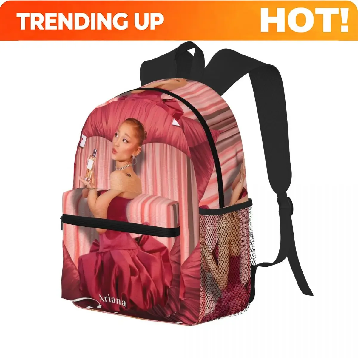 Custom Bag Ariana Grande Pop Music American Singer Student Backpack School Bag Hiking Travel Daypack For Men Women Bookbag Shoul