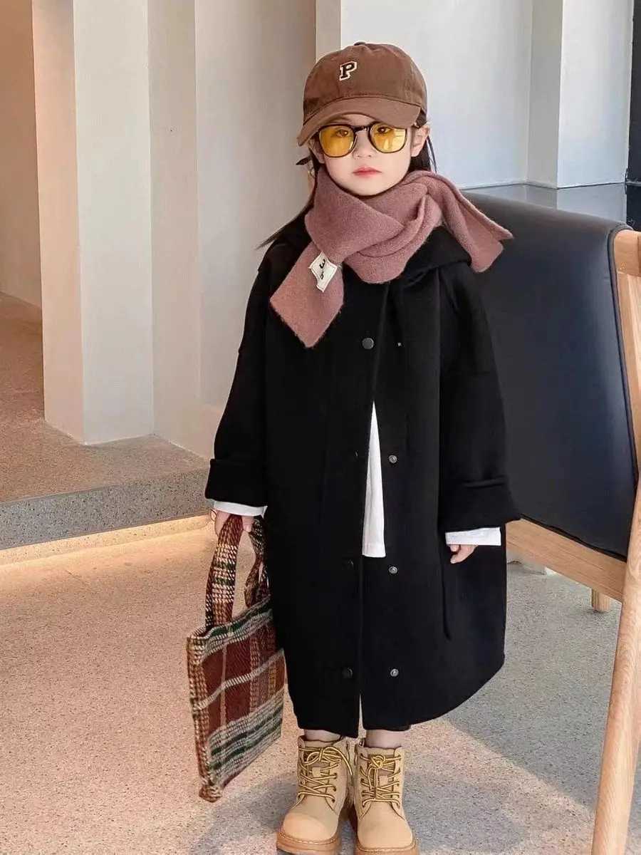 Warm Thicken Winter Cotton Teenagers Outwear Children\'s Clothing Girls Woolen Coat Overcoat Jacket Windbreak 2025 New