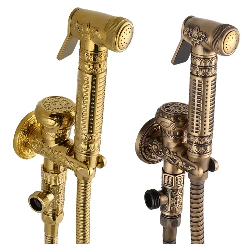 European antique, gold all-copper toilet spray gun faucet, women's washer, body cleanser, flusher set