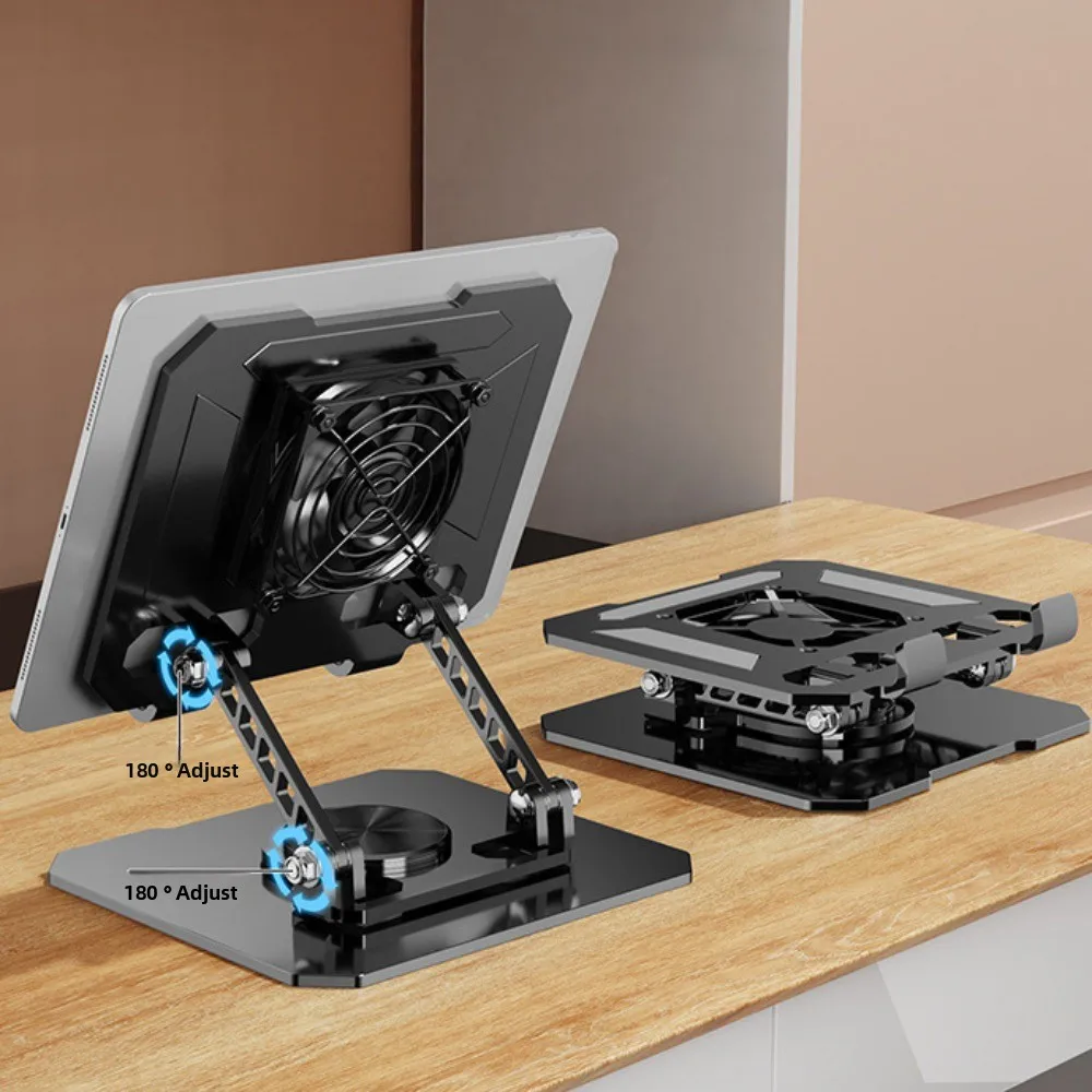 360 ° Rotatable Cooling Fan Tablet Bracket Foldable Adjustable Tablet Cooler Base Stand Heat Dissipation Portable