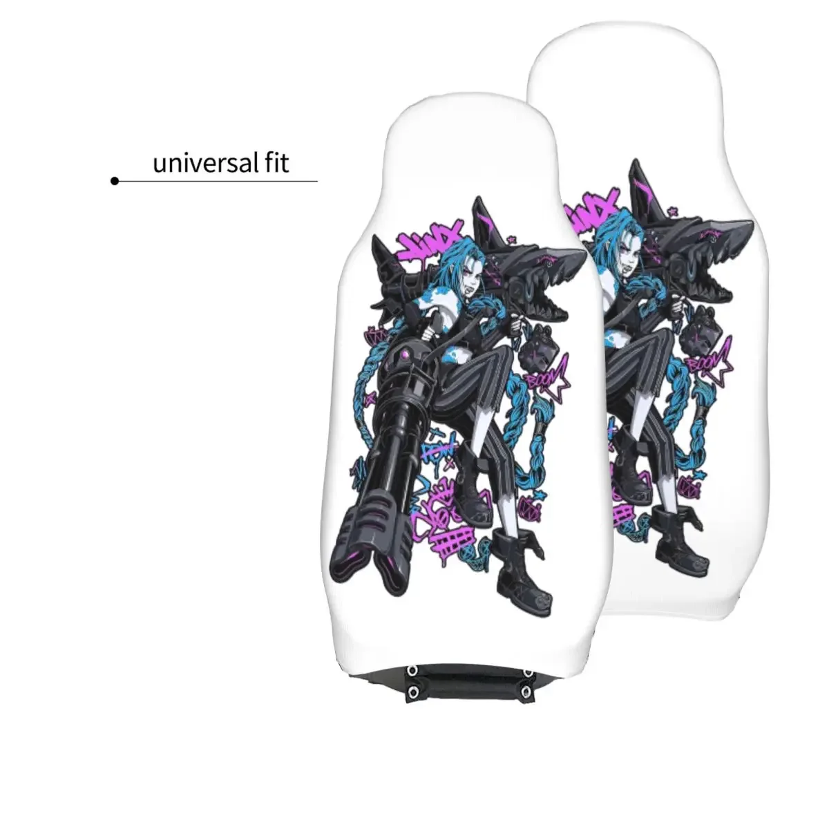 Jinx LOL أنيمي غطاء مقعد السيارة العالمي أربعة مواسم السفر غامضة لعبة وسادة مقعد/غطاء النسيج الصيد #5