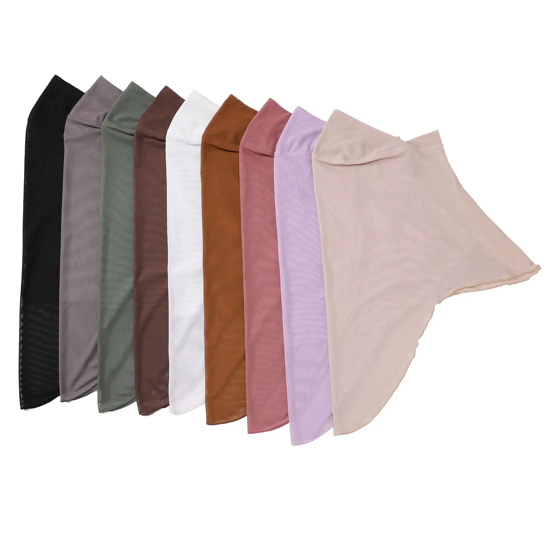 Muslim Women Girls Hijab Mesh Instant Scarf Amira Islam Solid Color Prayer Hijabs Bonnet Head Wrap Pull On Ready Made To Wear