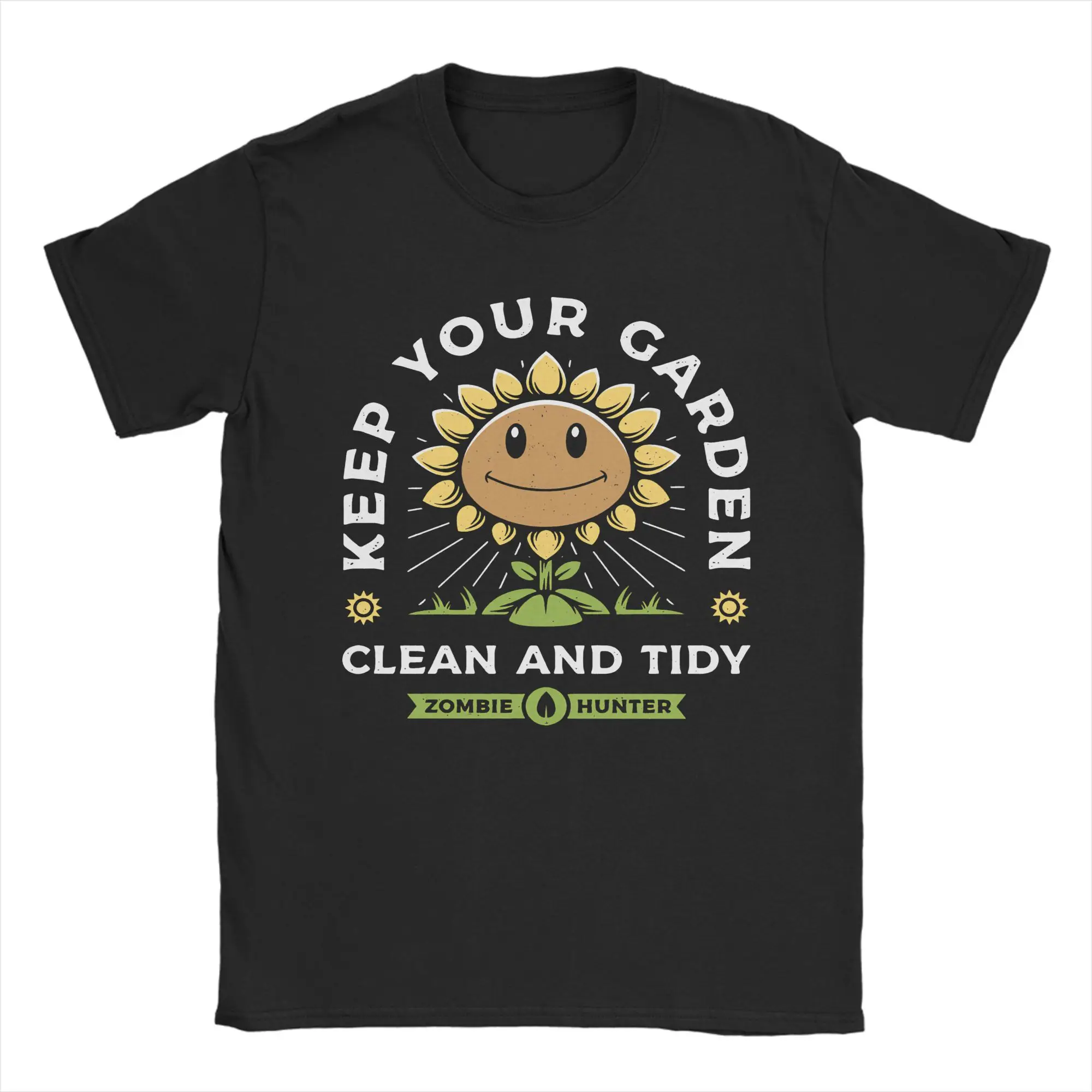 

Men T-Shirt Keep Your Garden Clean Plants Zombies Funny Pure Cotton Tees Short Sleeve T Shirt Round Collar Tops New Arrival