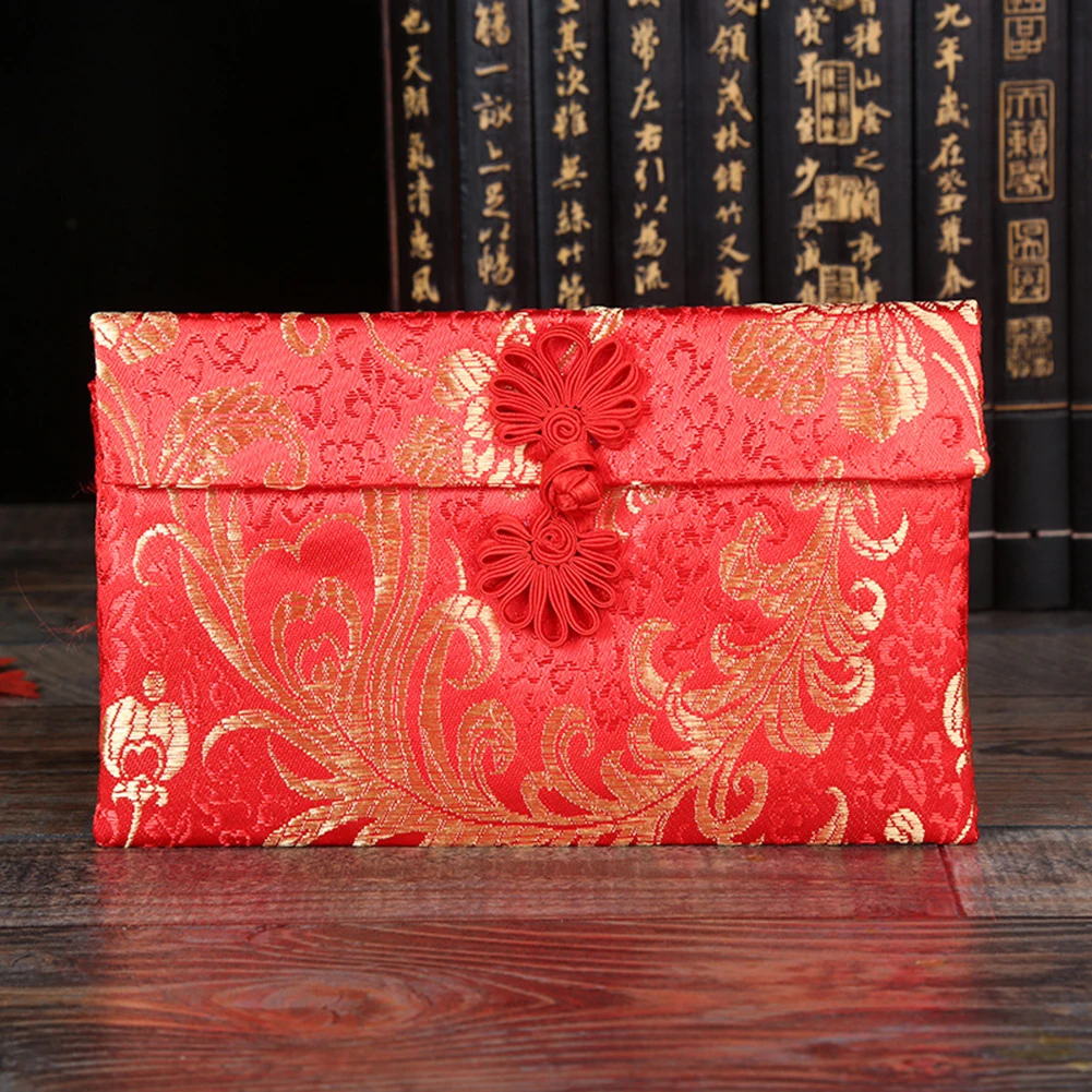 Envelopes de seda vermelha com borla bordada, ano novo chinês hongbao, bolsos sortudos, aniversário do festival da primavera, 2022, 2024