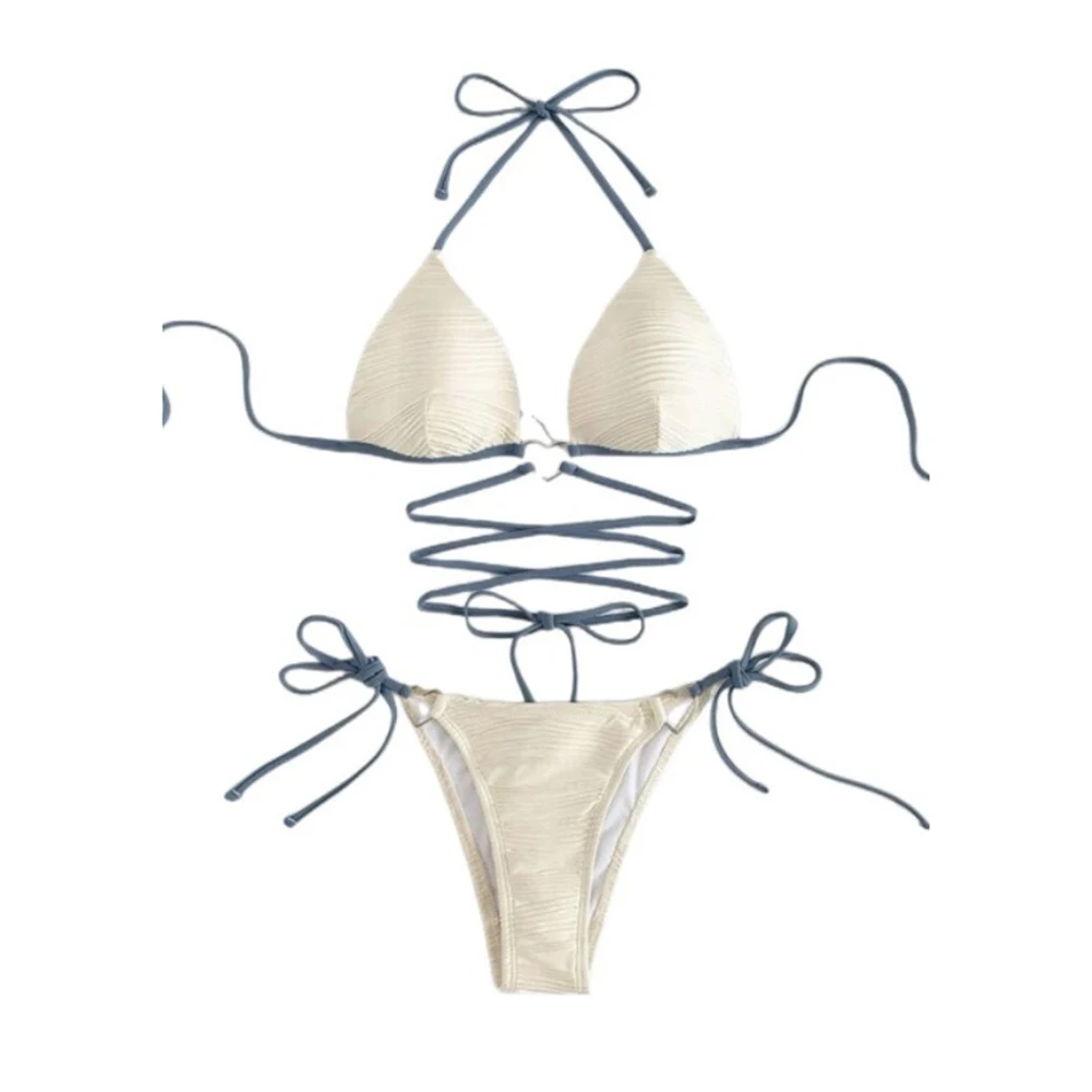 

Ladies Swimwear Sexy Beachwear Brand New Swimsuits Environmentally Friendly Fabric Off White Solid Color Bikini