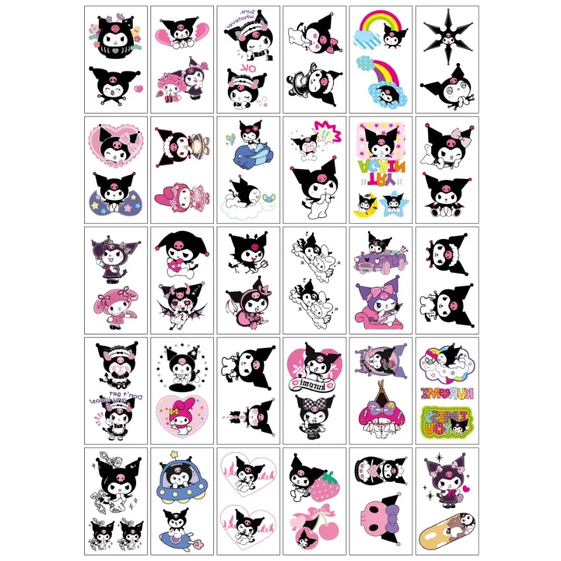 Not Repeated Cute Sanrio Kawaii Kuromi Melody Hello Kitty Kids Graffiti Easy To Clean Waterproof Tattoo Stickers