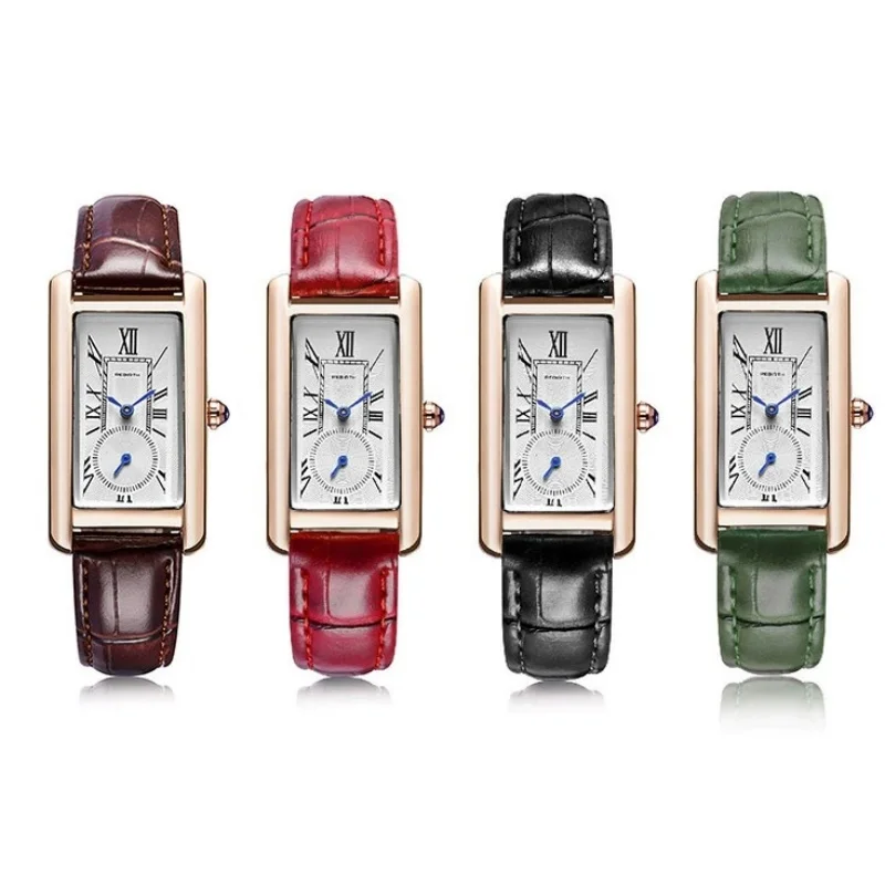ولادة جديدة 107 بسيطة أنيقة كوارتز ساعة نسائية الرومانية الرقمية الهاتفي حزام من الجلد الكلاسيكية موضة ساعة نسائية هدية reloj mujer