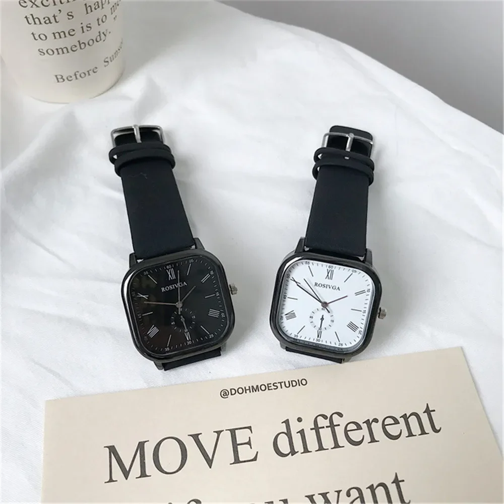 New Black Quartz Watch for Men Women Fashion Square Big Dial Men\'s Wristwatches Simple Sports Couple Watches Student Watch Gifts