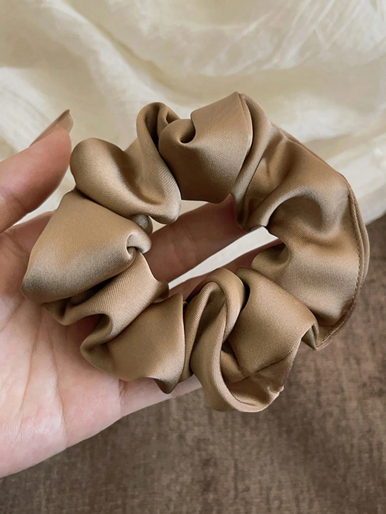 1/3 قطعة النساء 3.39in خمر الفرنسية لينة الساتان توك شعر مجموعة باللون الأسود والبني والكاكي والأنيق والبسيط الحد الأدنى الصلبة