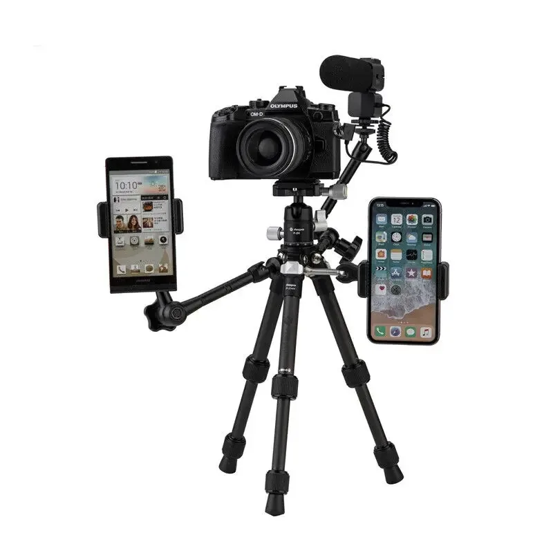 Black Fotopro P-2mini+P-2H Tripod 360 Degree Ball Head Camera Tripod for Travel 265mm