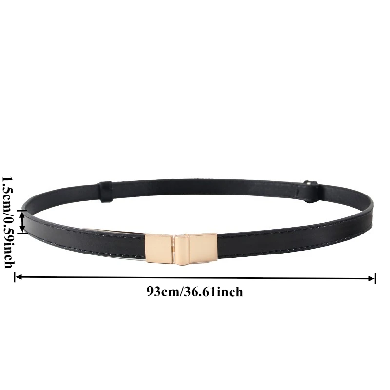 Fashion Matching Buckle Small Leather Belt Thin Waist Belt Decoration Elastic Fashion Belt Dress Waist Skirt Elastic Thin Belt