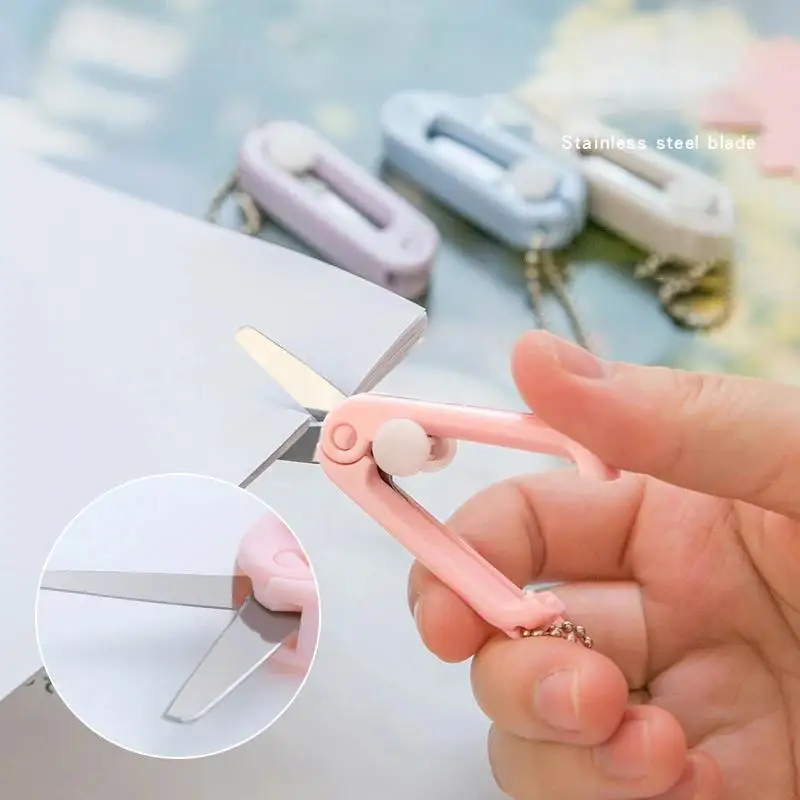 

1Pcs Ins Macaron Folding Scissors Paper Cutter Portable Key Chain Utility Knife DIY Hand Tools Office