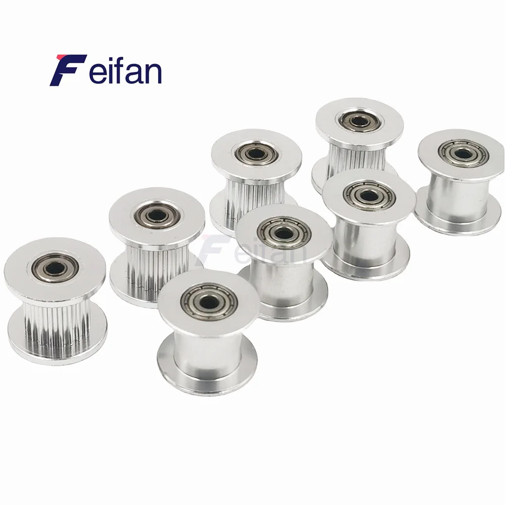 3D Printer Parts GT2 2GT Timing Pulley idler pulley Silver 20 Teeth AF Type Bore 3/4/5/6mm For width 6 /10mm Belt, 2GT Idler 20T