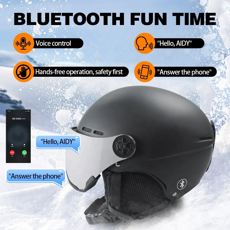 Fabryka OEM ODM Kaski narciarskie z Bluetooth Inteligentny kask snowboardowy Kask śnieżny Bluetooth z goglami Casco De Nieve Con Bluetooth