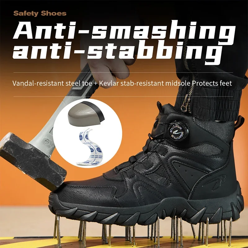New Men's Safety Boots Work Boots Anti-smashing Anti-puncture Men Boots High Top Outdoor Safety Shoes Protective Steel Toe Shoes