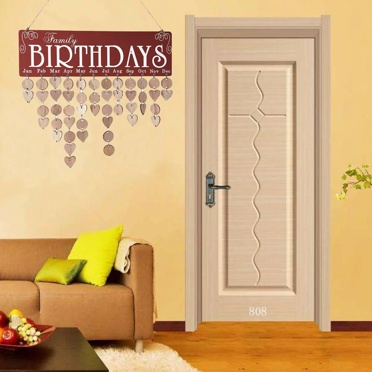 

50 Round 50 Heart Wooden Hanging Birthday Planner Board DIY Reminder Calendar for Home Decor Wedding Anniversary Gift