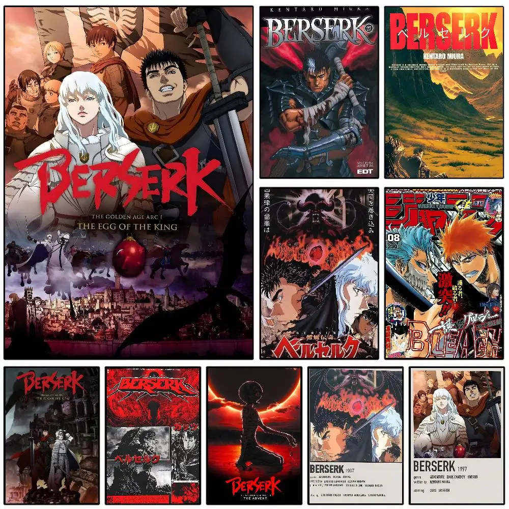 Anime B-Berserk Poster HD klebrige Wand wasserdicht Zuhause Wohnzimmer Schlafzimmer Wohnheim Bar ästhetische Dekoration