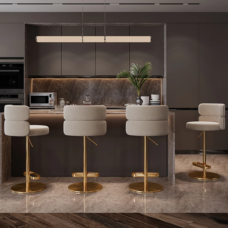 Revolving Home Lounge Bar Chairs Back Adjustable Designer Luxury Stool Modern High Taburete Alto Counter Stools For Kitchen