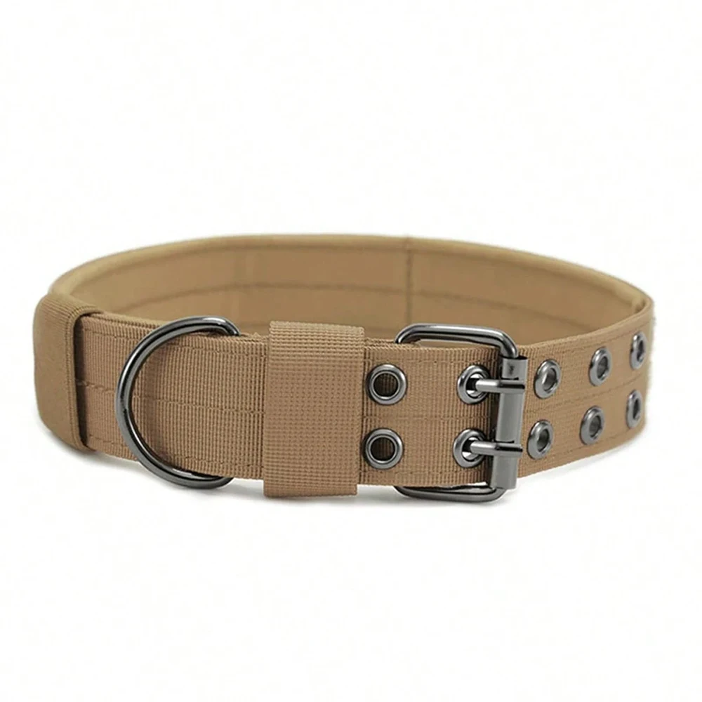Verstellbares Militär-Hundehalsband mit Metall-D-Ring und Schnalle, Arbeitshundehalsband mit fünfstufiger Anpassung für mittelgroße und große Hunde – Detail 6