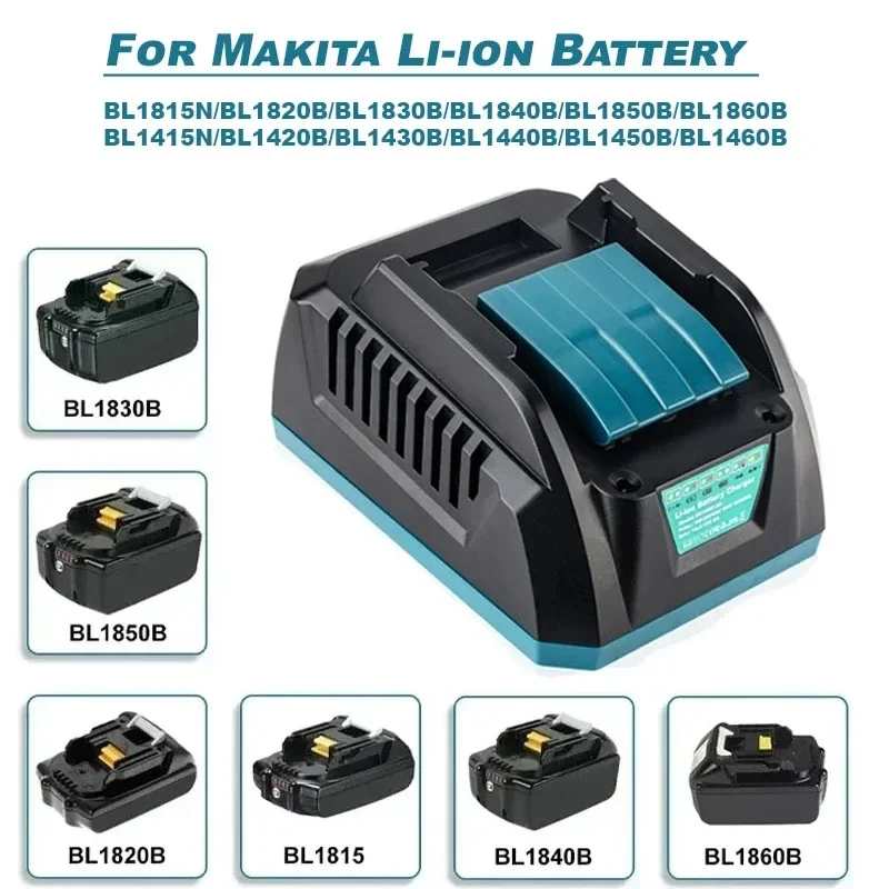 DC18RC-2A Lithium Battery Charger Compatible for Makita 14.4V 18V Li-ion Battery BL1860 BL1850 BL1840 BL1830 BL1440 Fast Charger