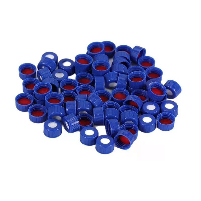 Blue Open-topped Polypropylene Cap Plastic Septa 9 Mm For Chromatography Vial 2 Ml Replacement
