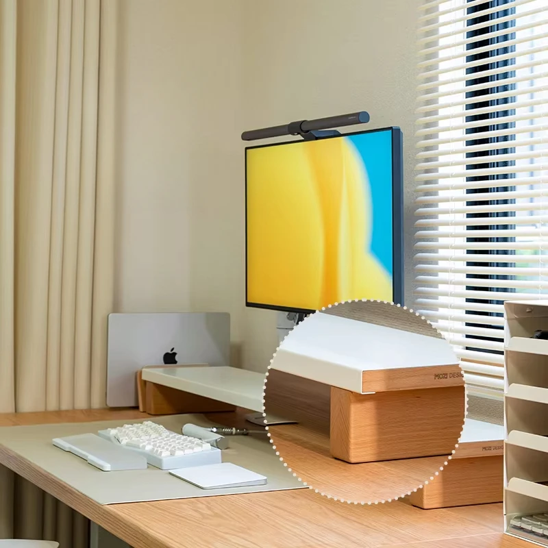 Drewniany stojak do przechowywania ze stali węglowej, stojak na komputer stacjonarny, podstawka pod monitor z wytrzymałymi nogami, idealny na biurko w domu lub biurze