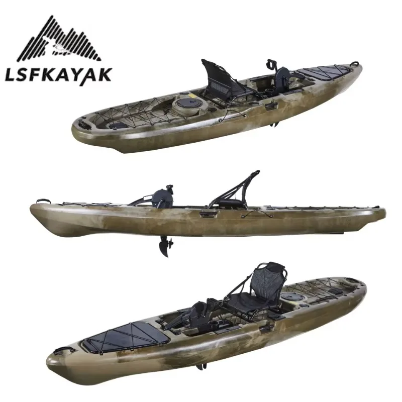Kayak 3.96m Fishing Boat One Person Propel Pedal Kayak Lightweight And Stable With HDPE