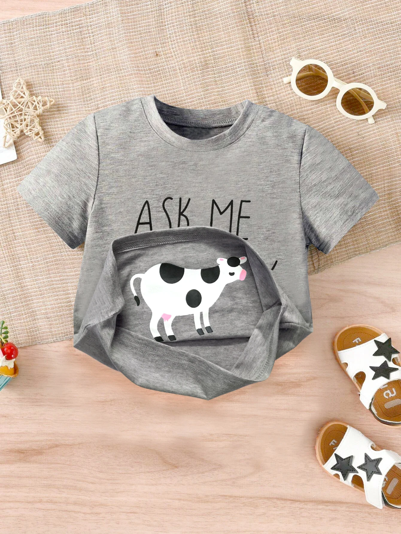 Baby Boy Clothe T-Shirt Ask me About My moo Cow Little Cowboy Cotton Short Sleeve Top Toddler Kid Shirt Summer Dinos Funny Tee