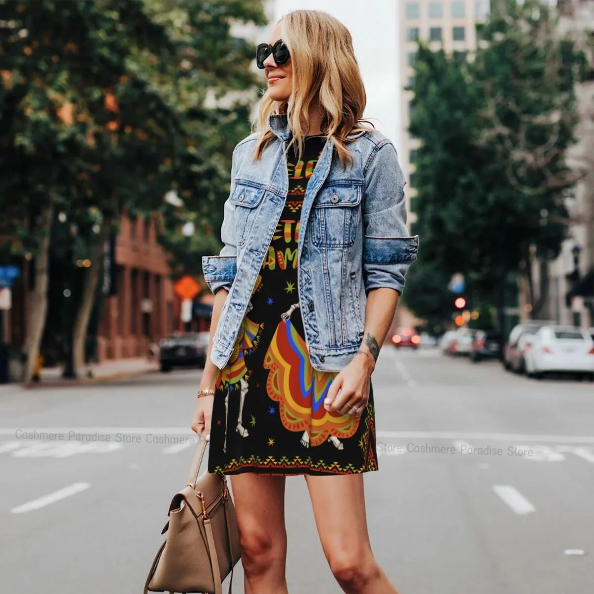 Robes d'été pour femmes, t-shirt de plage, sans manches, squelettes avec Roses, jour des morts, robe débardeur ample décontractée, 2025