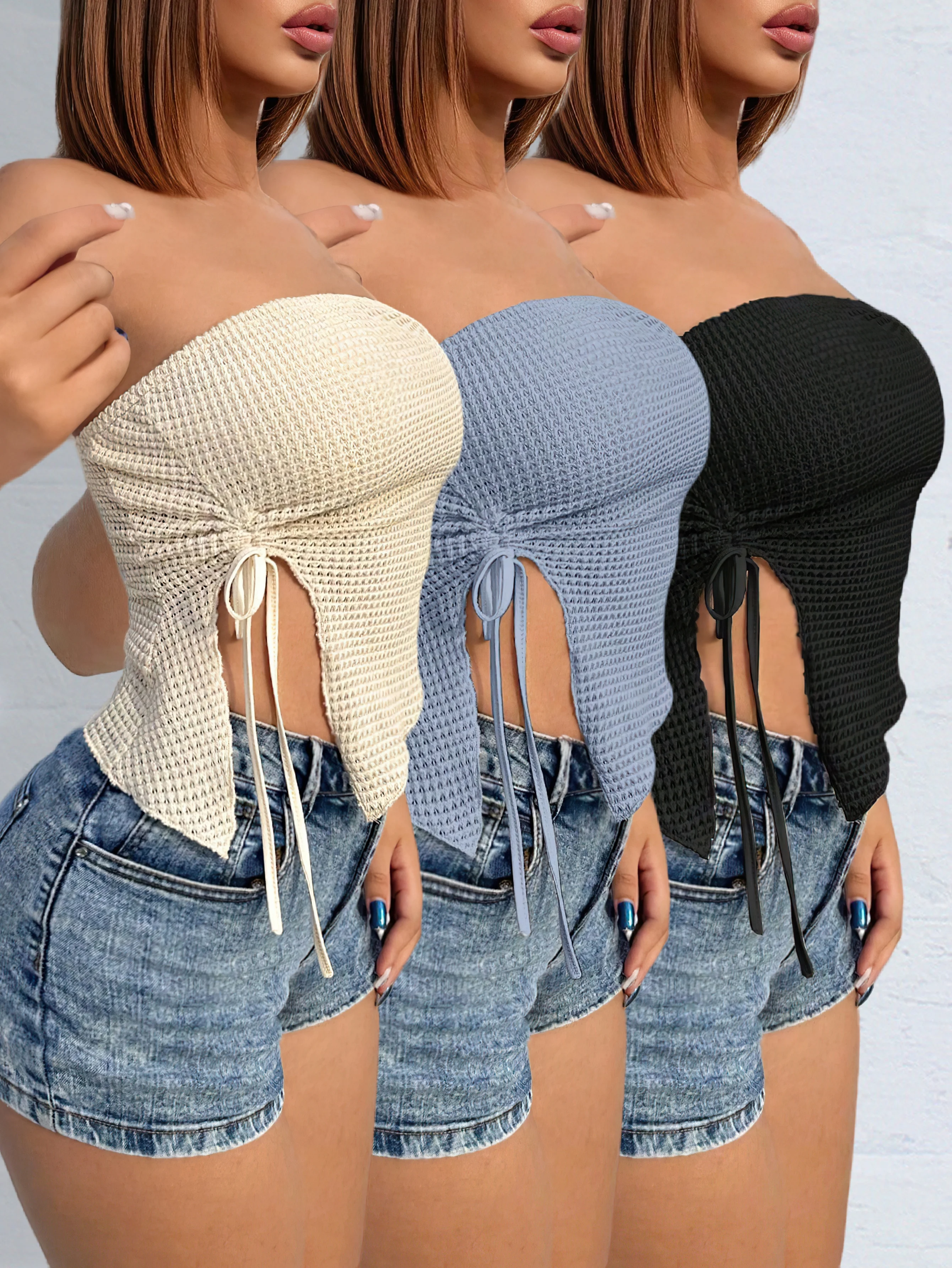 Nuevo traje de tres piezas calado versátil informal a la moda para mujer