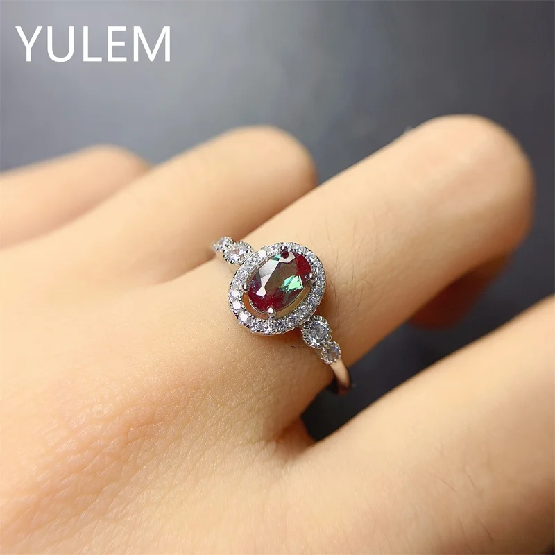 Gorgeous Color 1.0CT LAB Alexander Gemstone Ring for Women Solid 925 Sterling Silver Ring Luxury Engagement Gift Ring