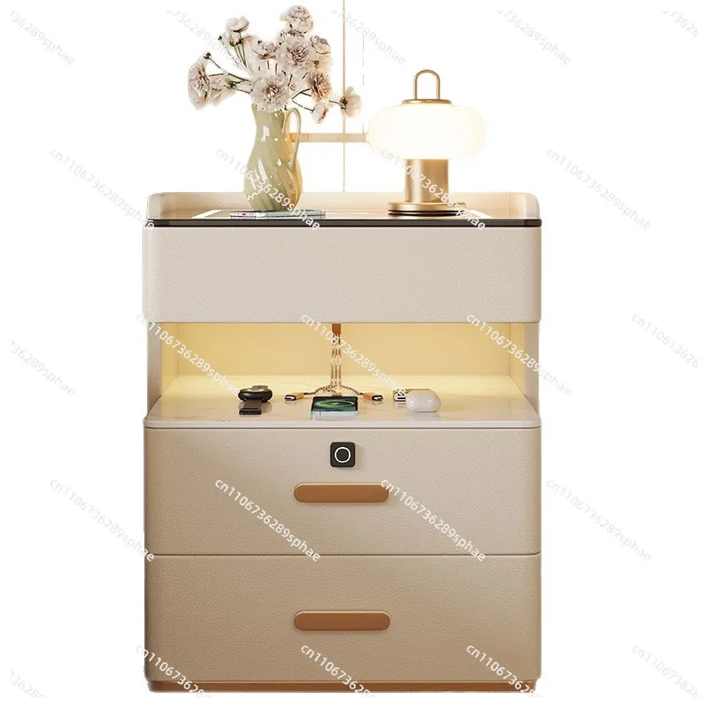 Installation-free new smart head cabinet modern simple solid wood bedroom home multi-function